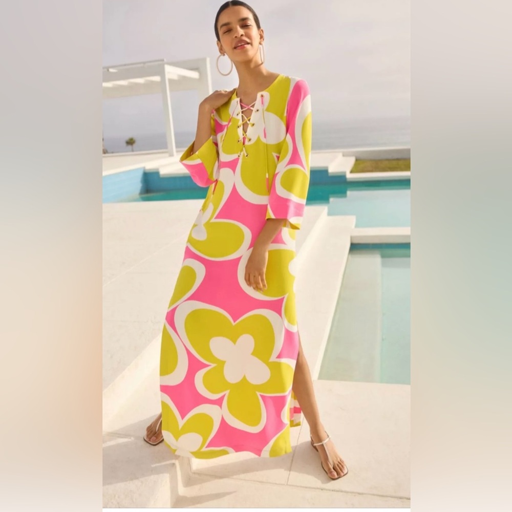 Trina Turk Pink and Yellow Floral Swim Cover-Up